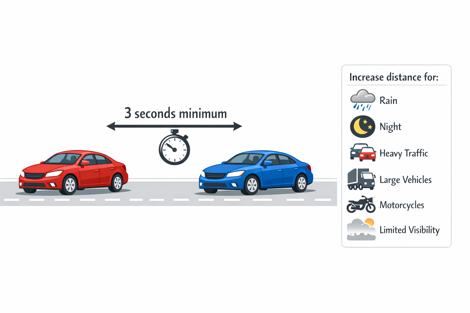 Following distance review visual from Florida DMV Test Prep