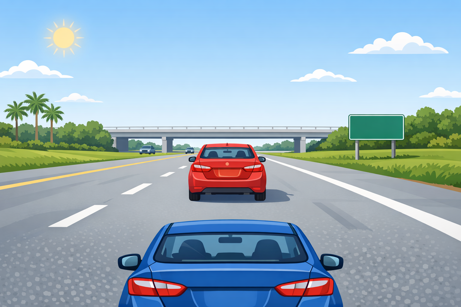 Safe following distance driving visual