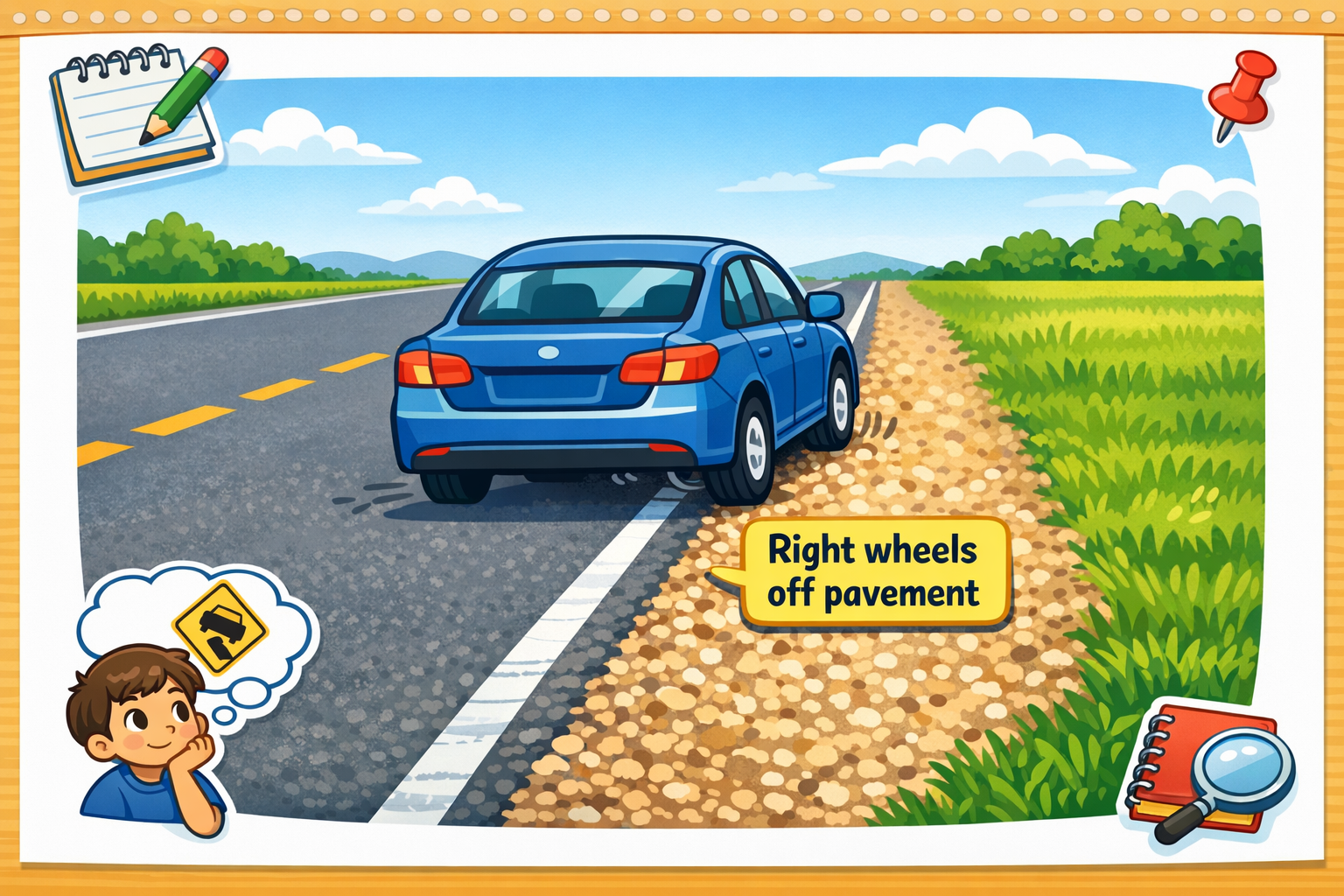 Roadside recovery lesson visual from Florida DMV Test Prep