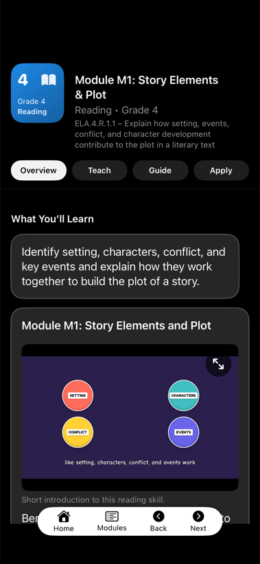 Grade 4 reading overview module