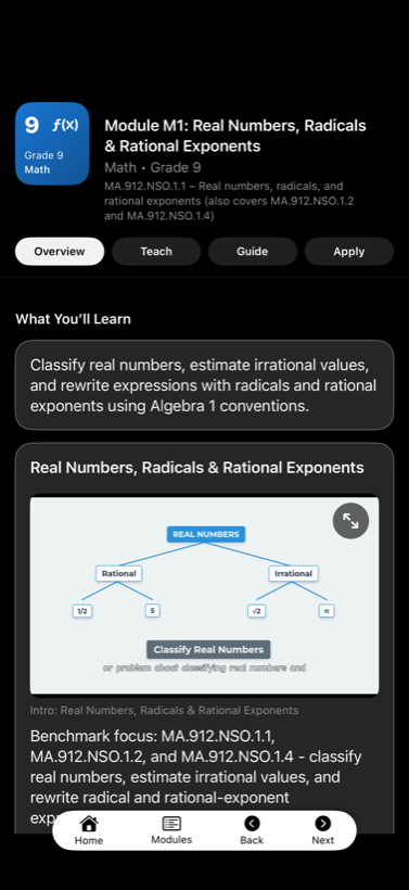 Grade 9 math module overview in Florida FAST Test Prep